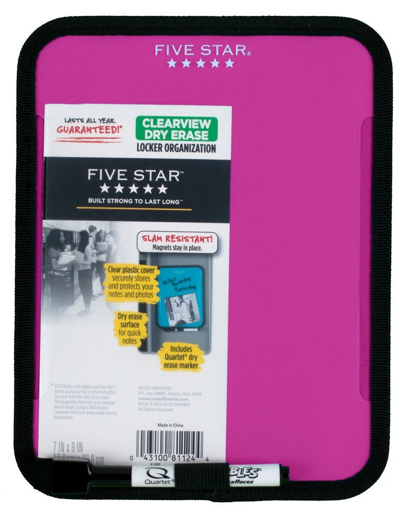 Five Star Locker Accessories, Locker Dry Erase Board, Magnetic, Clearview, 7" x 9", Berry Pink/Purple (72644) - Image 3